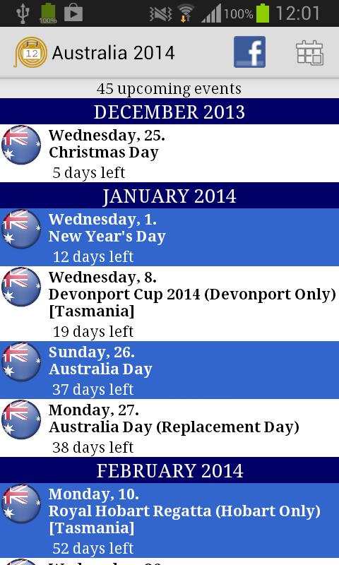 2017 Australian Holidays